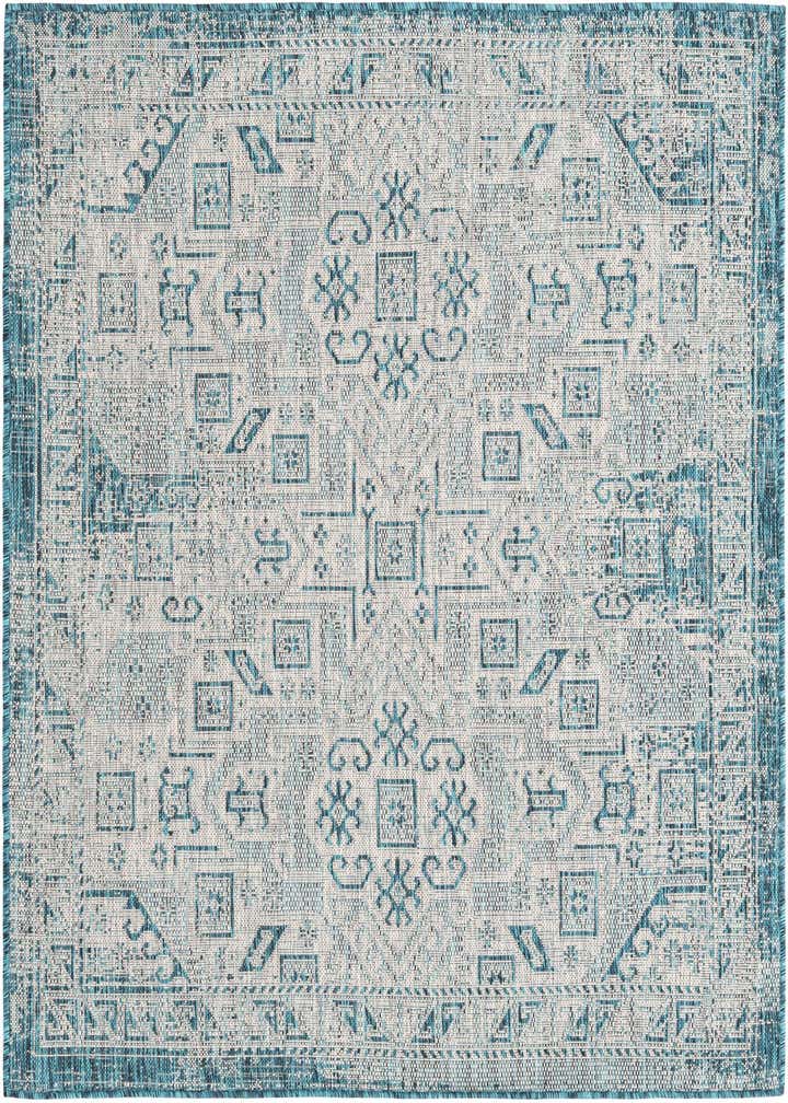 5' 3 x 5' 3 Easy-Clean Aztec Indoor / Outdoor Square Rug
