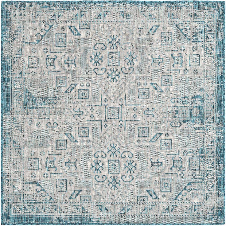 Detail image of 5' 3 x 5' 3 Easy-Clean Aztec Indoor / Outdoor Square Rug