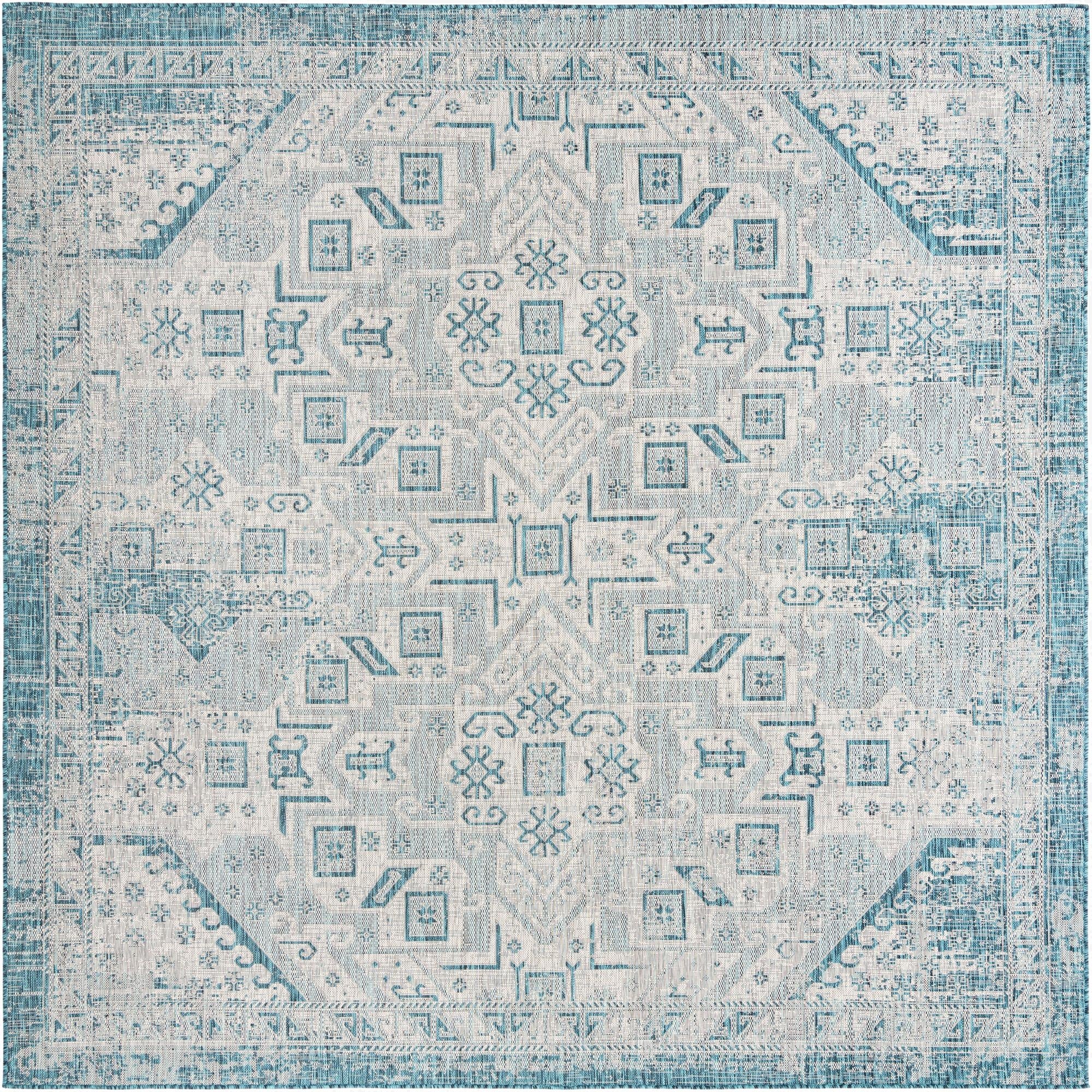 305cm x 305cm  Washable Aztec Indoor / Outdoor Square Rug