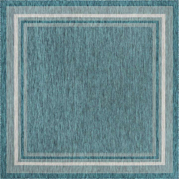 7' 10 x 7' 10 Easy-Clean Border Indoor / Outdoor Square Rug
