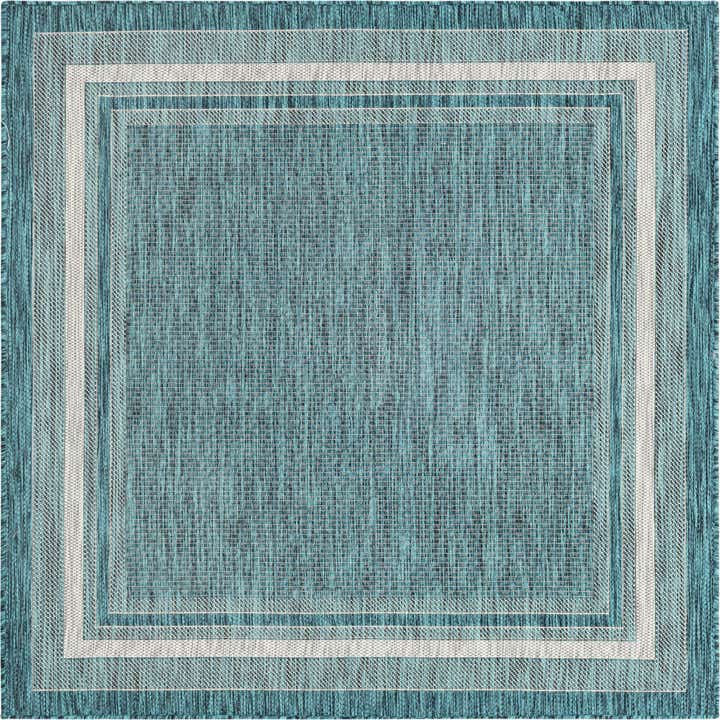 5' 3 x 5' 3 Easy-Clean Border Indoor / Outdoor Square Rug