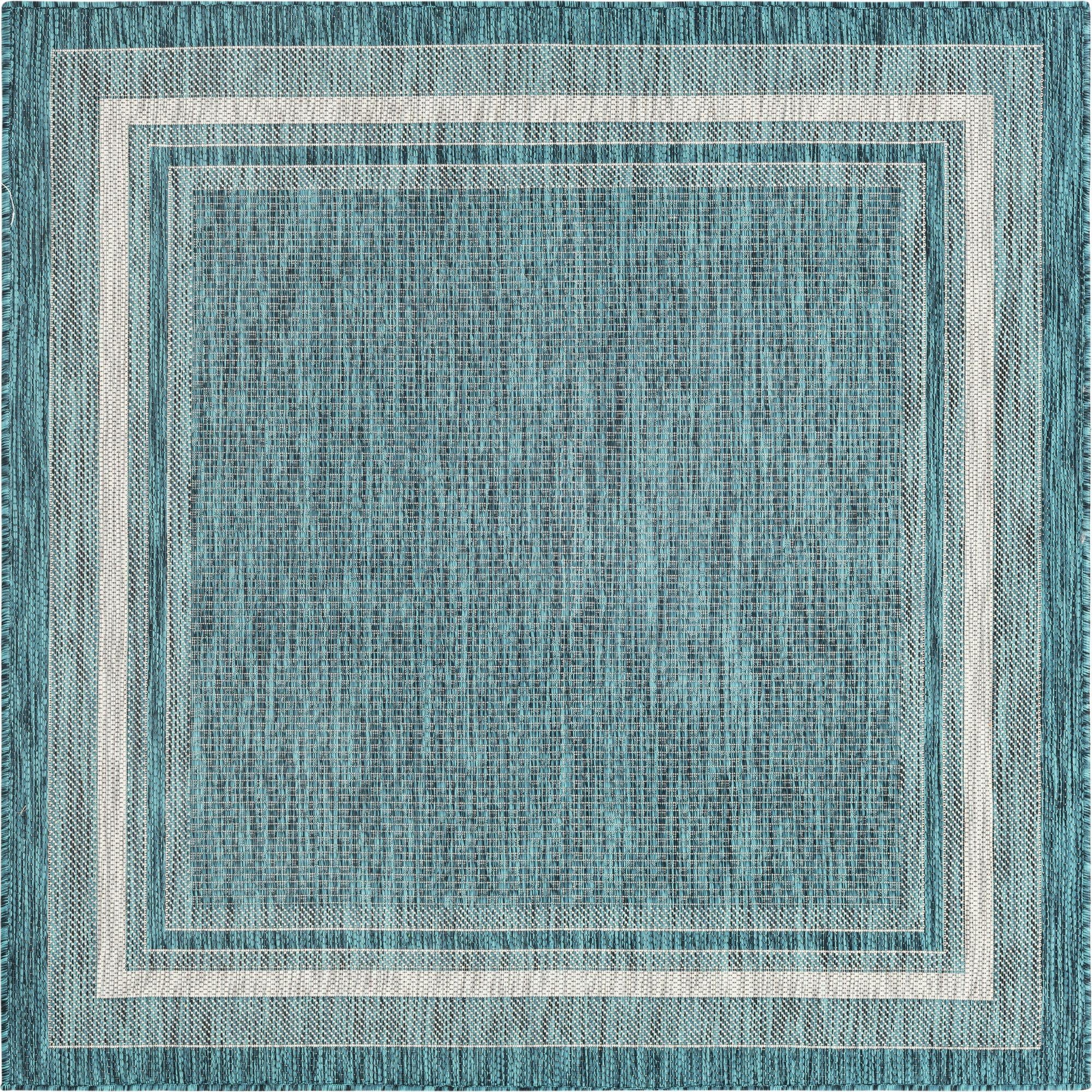 Primary image 5' 3 x 5' 3  Washable Border Indoor / Outdoor Square Rug