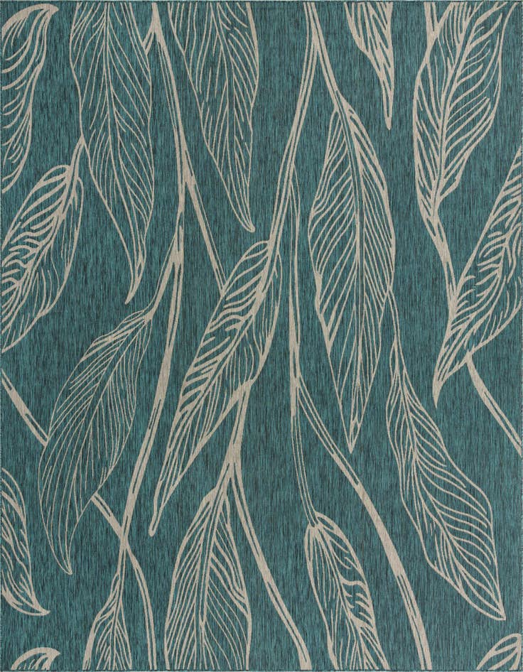 Detail image of 13' x 13' Easy-Clean Botanical Indoor / Outdoor Square Rug