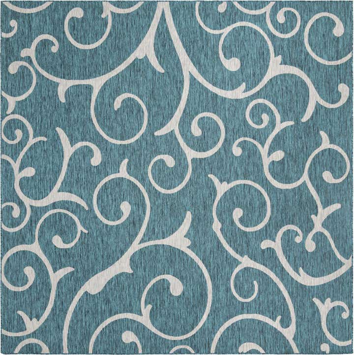10' 8 x 10' 8 Easy-Clean Botanical Indoor / Outdoor Square Rug