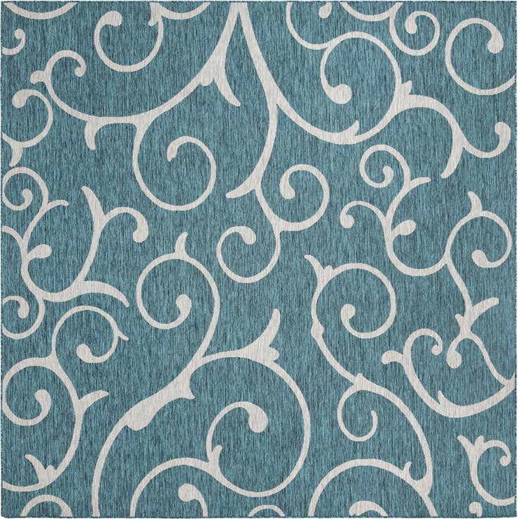 Detail image of 10' 8 x 10' 8 Easy-Clean Botanical Indoor / Outdoor Square Rug