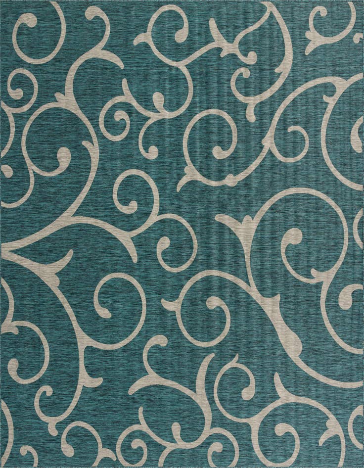 Detail image of 13' x 13' Easy-Clean Botanical Indoor / Outdoor Square Rug