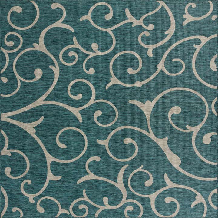 13' x 13' Easy-Clean Botanical Indoor / Outdoor Square Rug