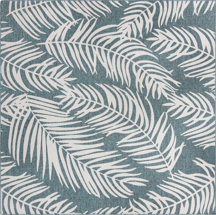 Detail image of 13' x 13' Easy-Clean Botanical Indoor / Outdoor Square Rug
