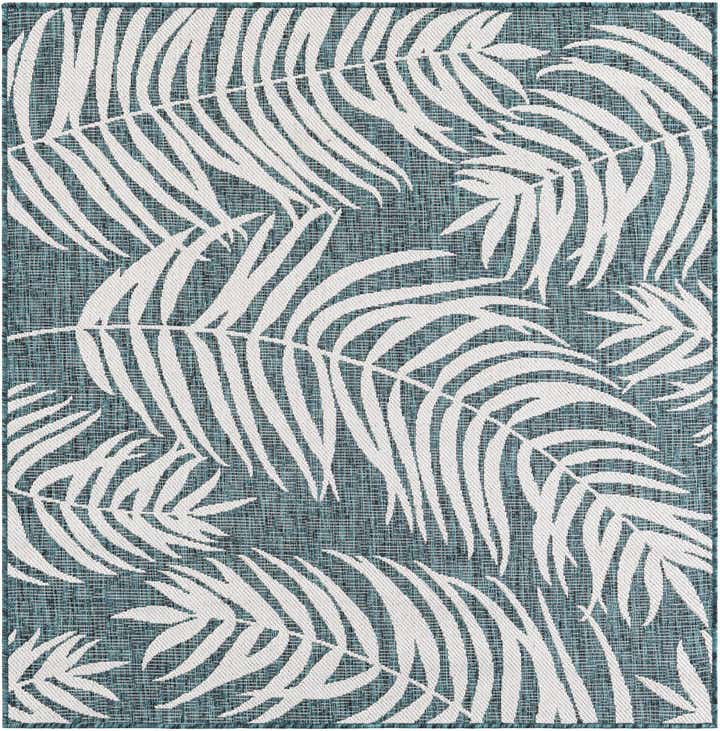 5' 3 x 5' 3 Easy-Clean Botanical Indoor / Outdoor Square Rug