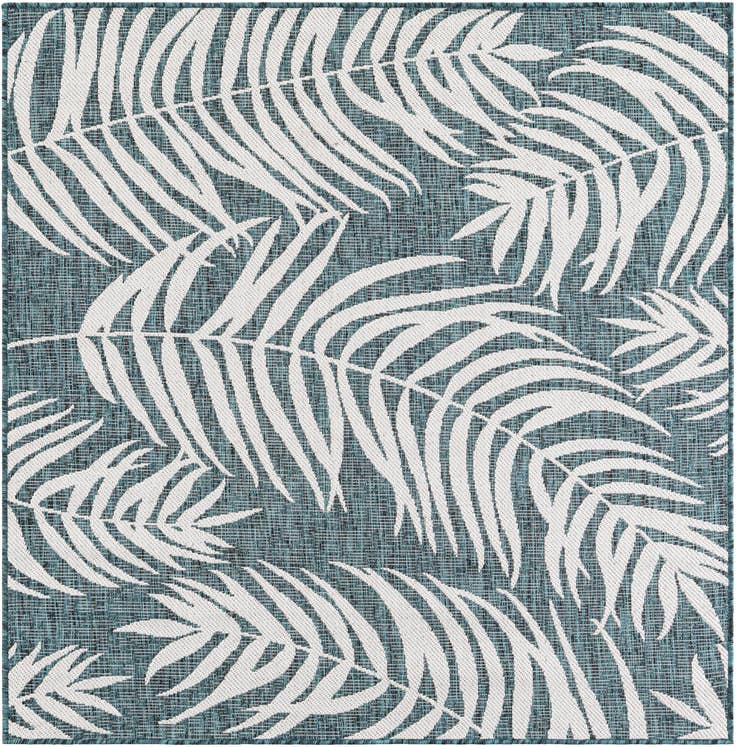 Detail image of 5' 3 x 5' 3 Easy-Clean Botanical Indoor / Outdoor Square Rug