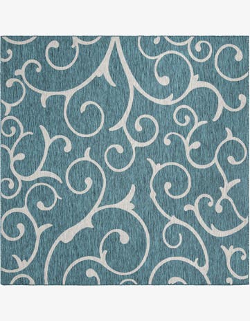 10' 8 x 10' 8 Easy-Clean Botanical Indoor / Outdoor Square Rug