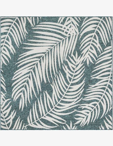 7' 10 x 7' 10 Easy-Clean Botanical Indoor / Outdoor Square Rug