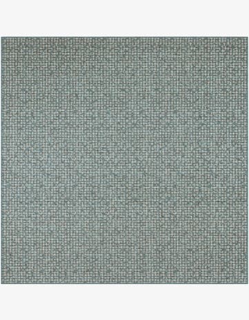 Teal Easy-Clean Checkered Indoor / Outdoor Square Rug