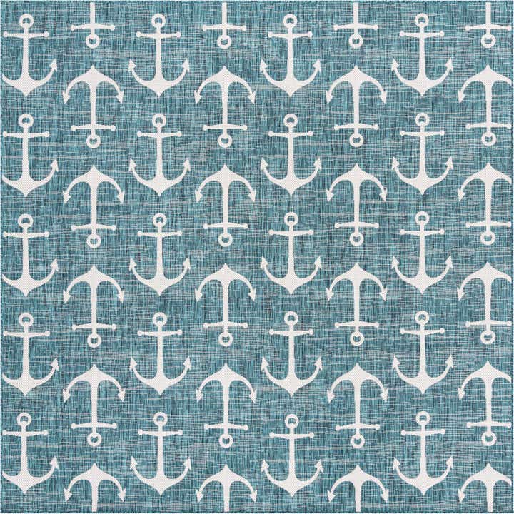 10' x 10' Easy-Clean Coastal Indoor / Outdoor Square Rug