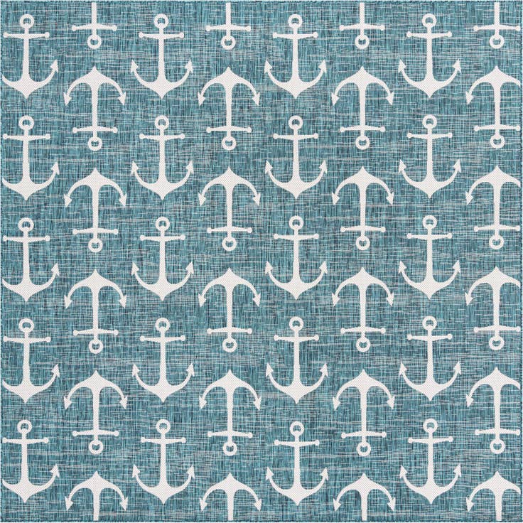 Detail image of 10' x 10' Easy-Clean Coastal Indoor / Outdoor Square Rug