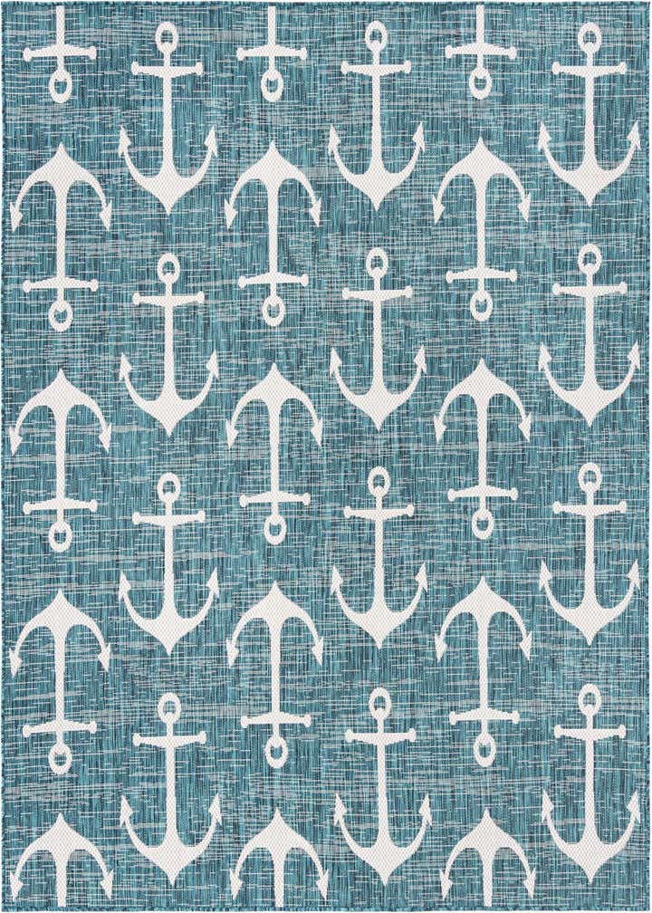 7' 10 x 7' 10 Easy-Clean Coastal Indoor / Outdoor Square Rug