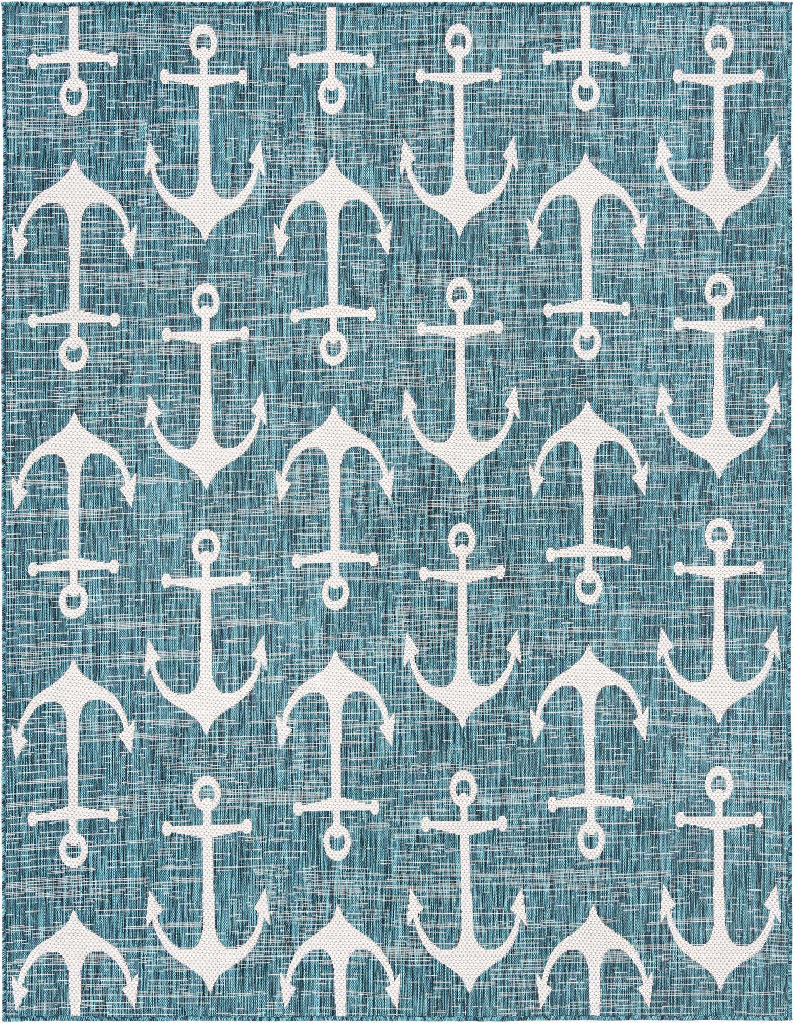 7' 10 x 7' 10 Easy-Clean Coastal Indoor / Outdoor Square Rug