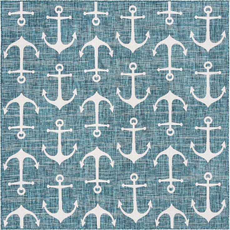Detail image of 7' 10 x 7' 10 Easy-Clean Coastal Indoor / Outdoor Square Rug