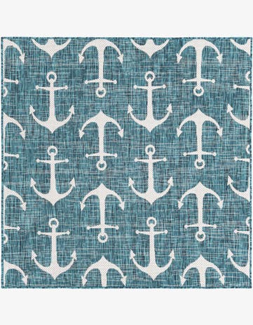 5' 3 x 5' 3 Easy-Clean Coastal Indoor / Outdoor Square Rug