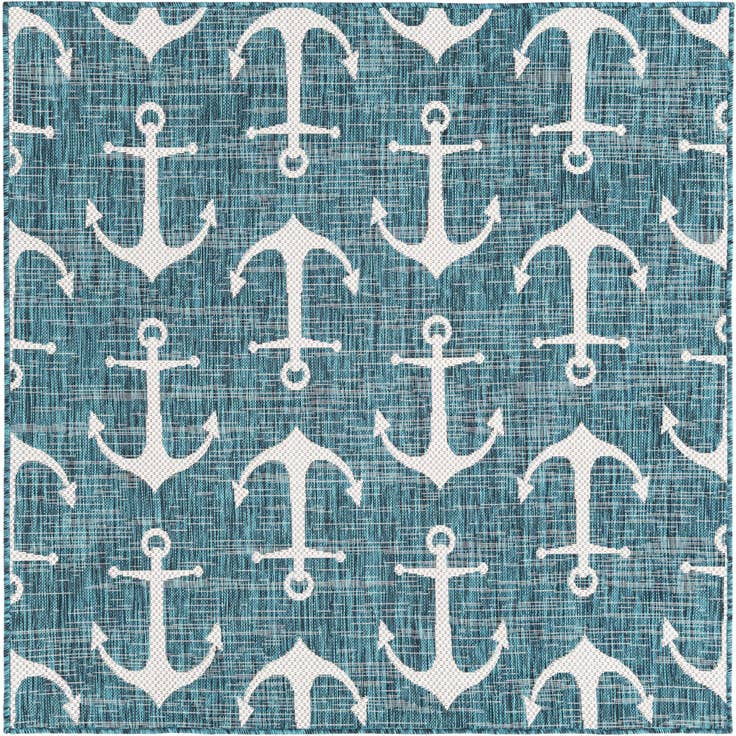 Detail image of 5' 3 x 5' 3 Easy-Clean Coastal Indoor / Outdoor Square Rug