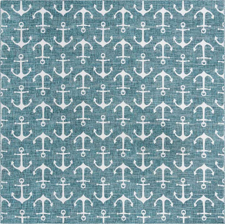13' x 13' Easy-Clean Coastal Indoor / Outdoor Square Rug