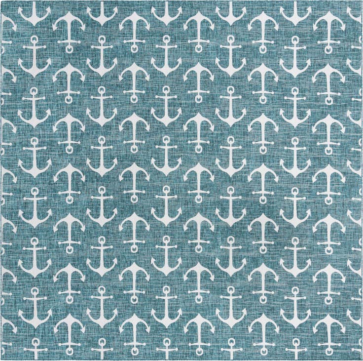 Detail image of 13' x 13' Easy-Clean Coastal Indoor / Outdoor Square Rug