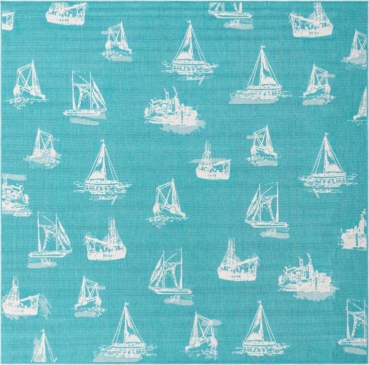Detail image of 10' x 10' Easy-Clean Coastal Indoor / Outdoor Square Rug