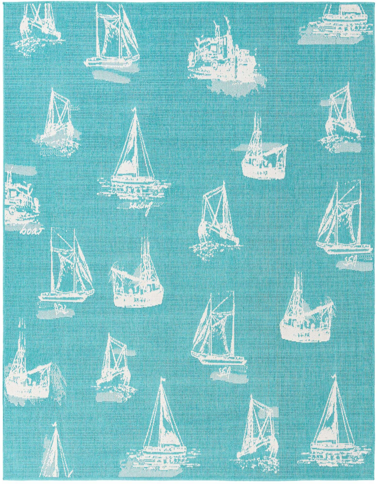 7' 10 x 7' 10 Easy-Clean Coastal Indoor / Outdoor Square Rug