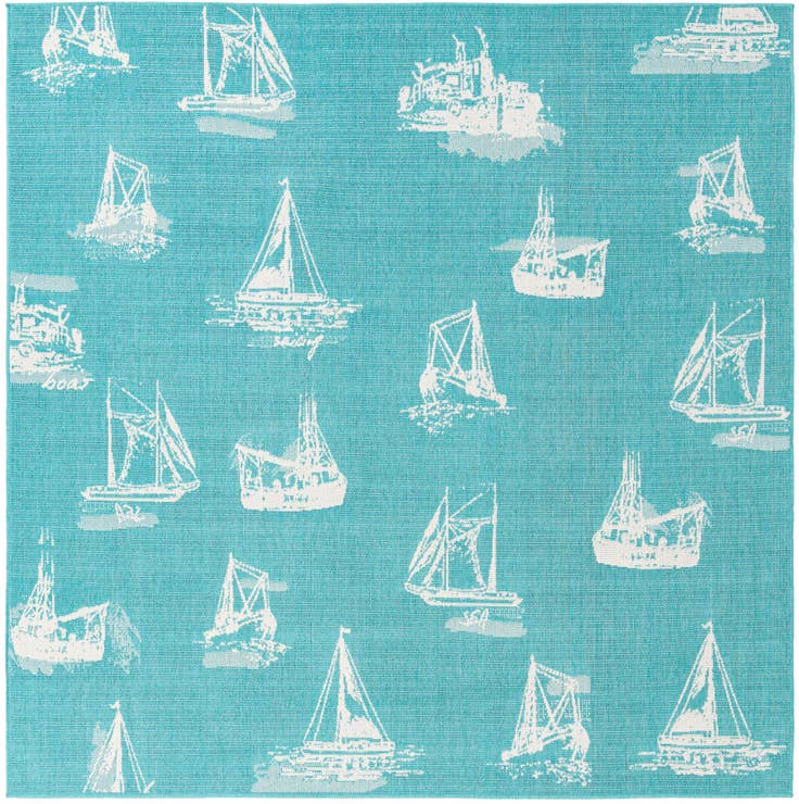 Detail image of 7' 10 x 7' 10 Easy-Clean Coastal Indoor / Outdoor Square Rug
