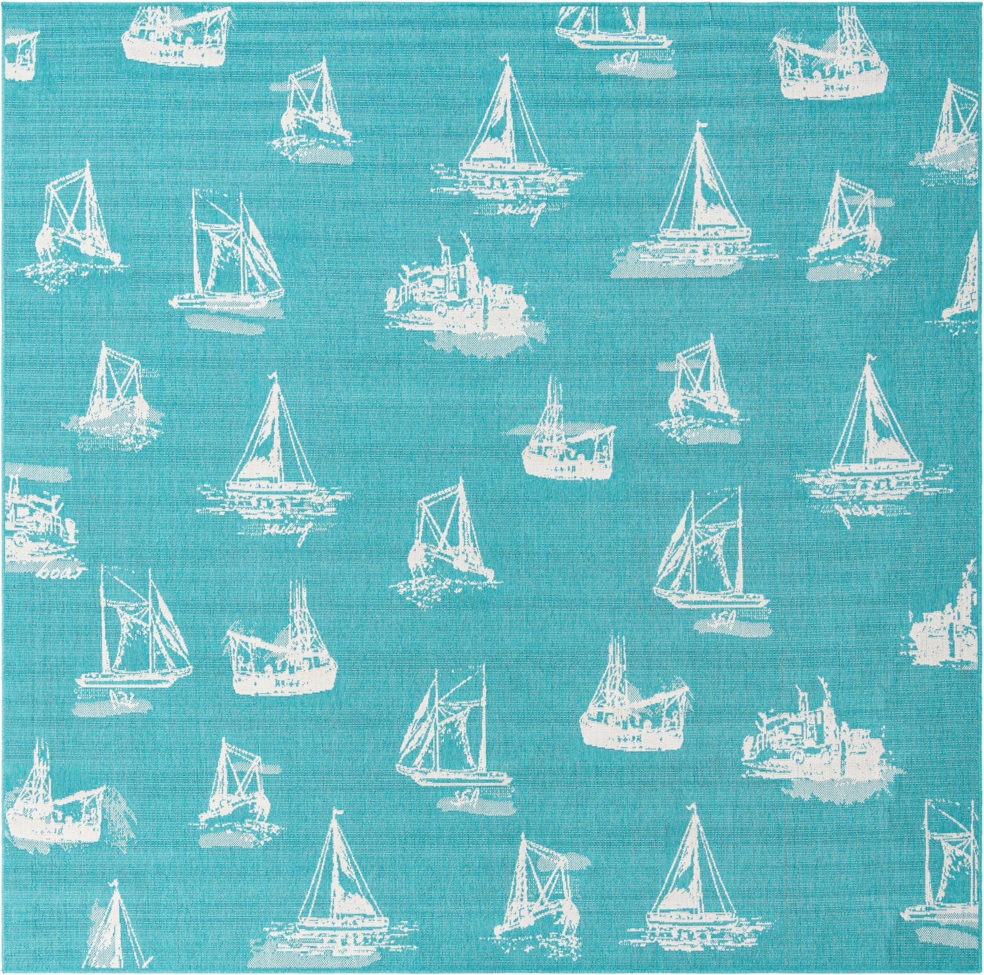 10' x 10'  Washable Coastal Indoor / Outdoor Square Rug