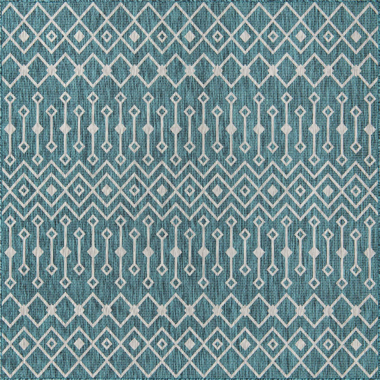 7' 10 x 7' 10 Easy-Clean Lattice Indoor / Outdoor Square Rug
