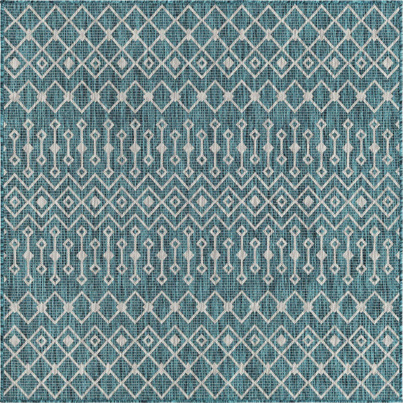 5' 3 x 5' 3 Easy-Clean Lattice Indoor / Outdoor Square Rug