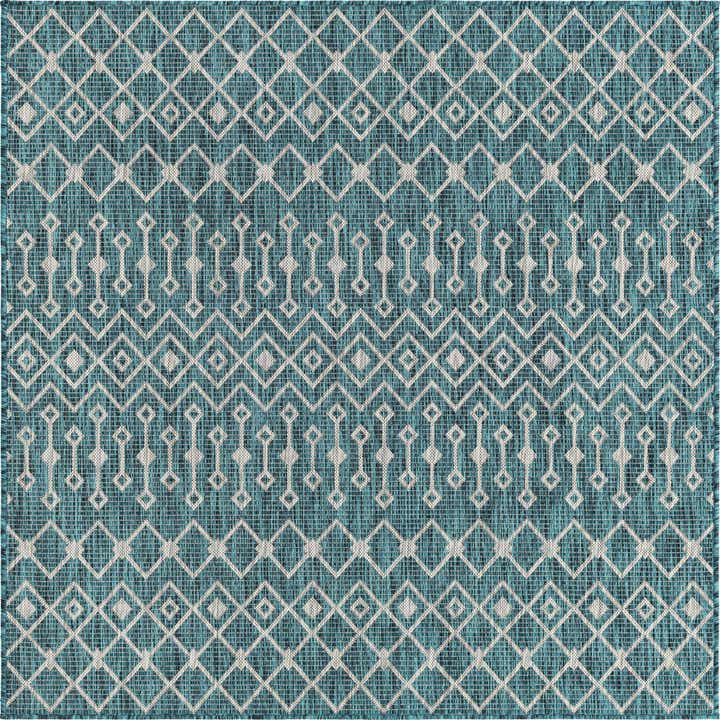5' 3 x 5' 3 Easy-Clean Lattice Indoor / Outdoor Square Rug
