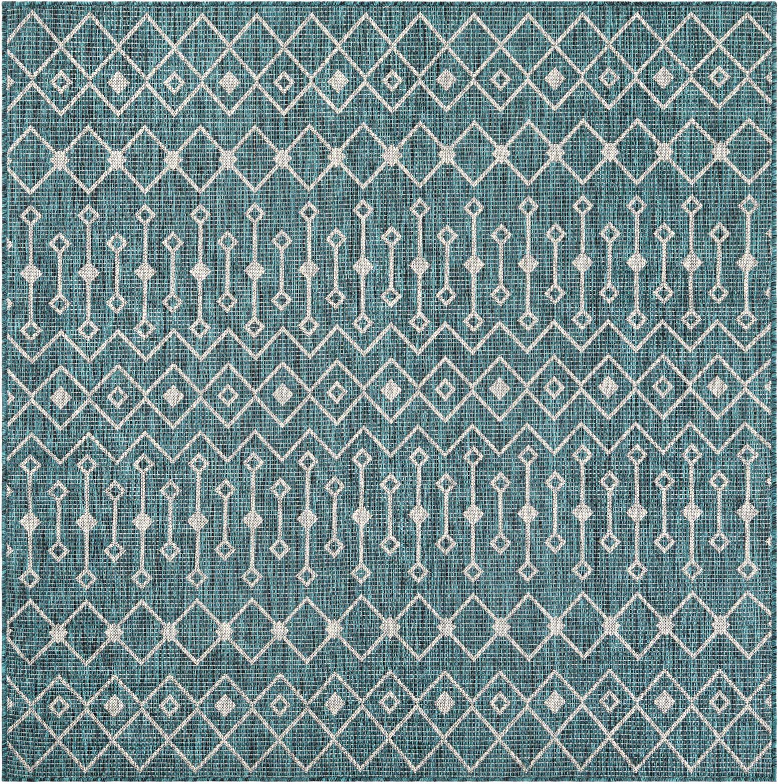 6' x 6' Easy-Clean Lattice Indoor / Outdoor Square Rug