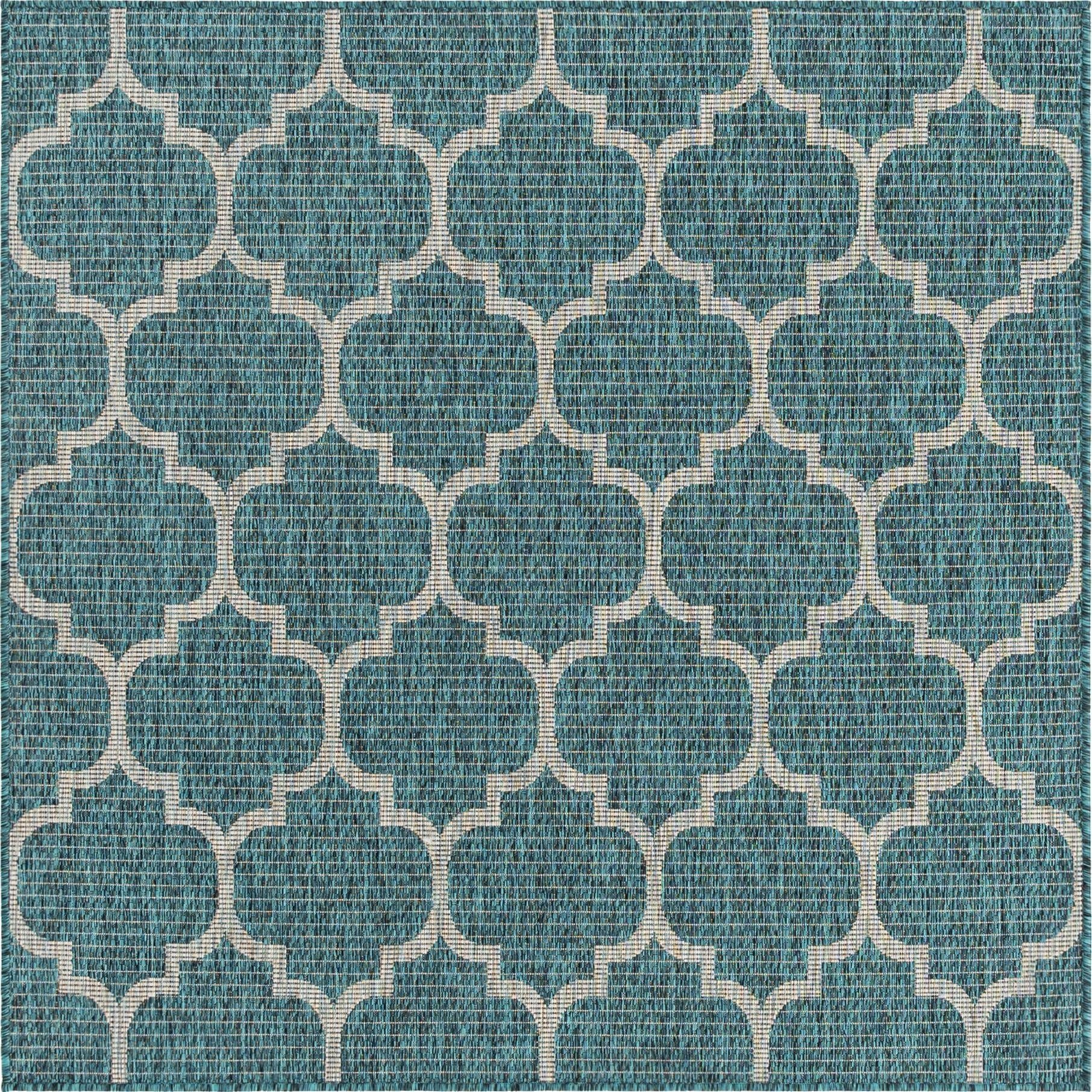 5' 3 x 5' 3 Washable Lattice Indoor / Outdoor Square Rug