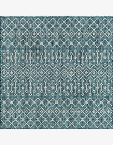Teal Easy-Clean Lattice Indoor / Outdoor Square Rug