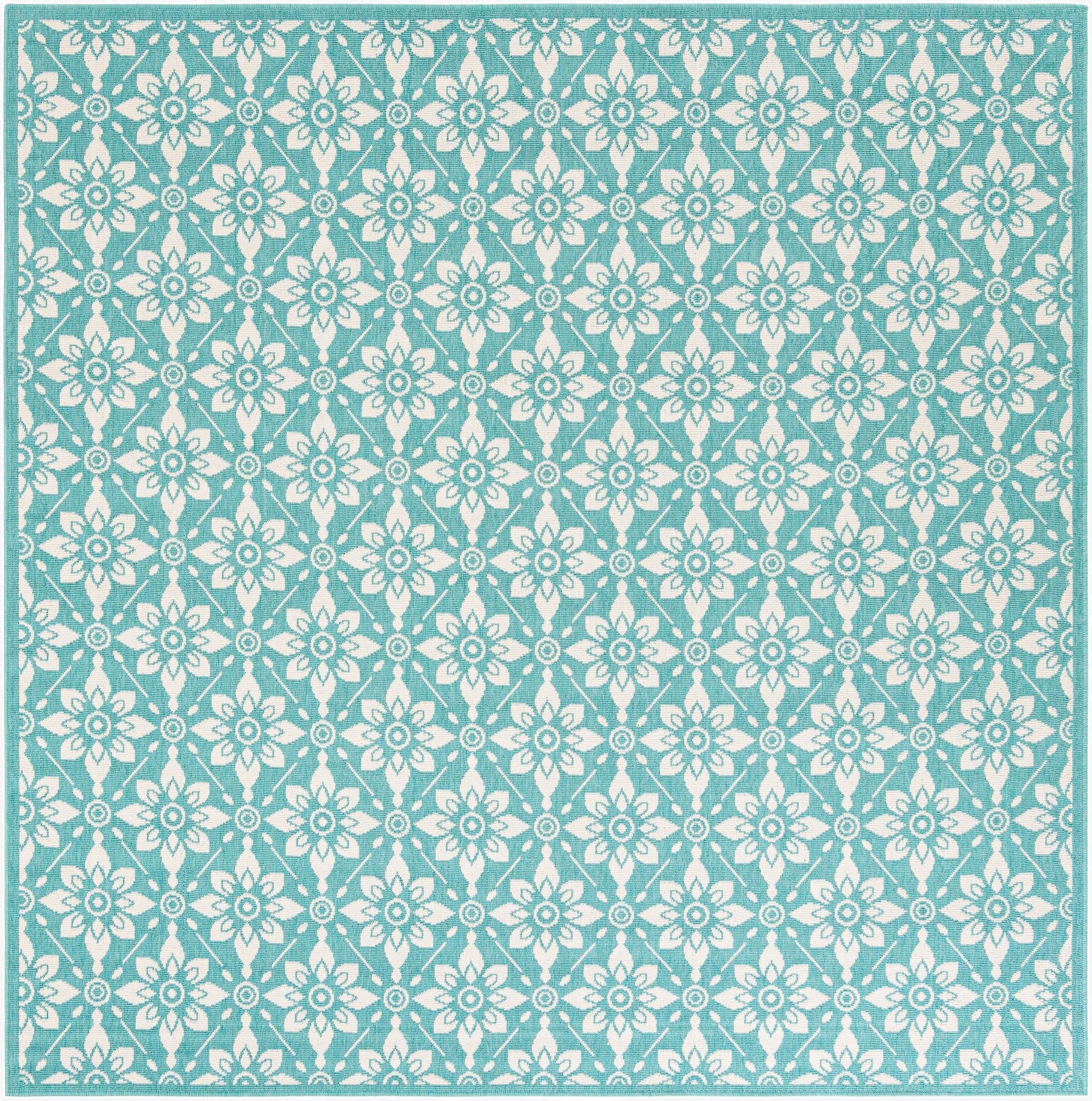 7' 10 x 7' 10 Washable Lattice Indoor / Outdoor Square Rug