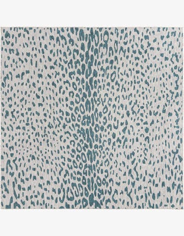 Teal Easy-Clean Safari Indoor / Outdoor Square Rug