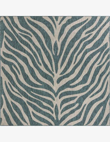 Teal Easy-Clean Safari Indoor / Outdoor Square Rug