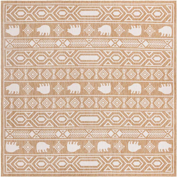 12' x 12' Easy-Clean Southwestern Indoor / Outdoor Square Rug