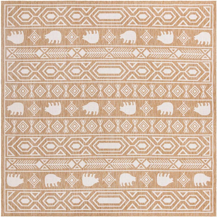 Detail image of 12' x 12' Easy-Clean Southwestern Indoor / Outdoor Square Rug