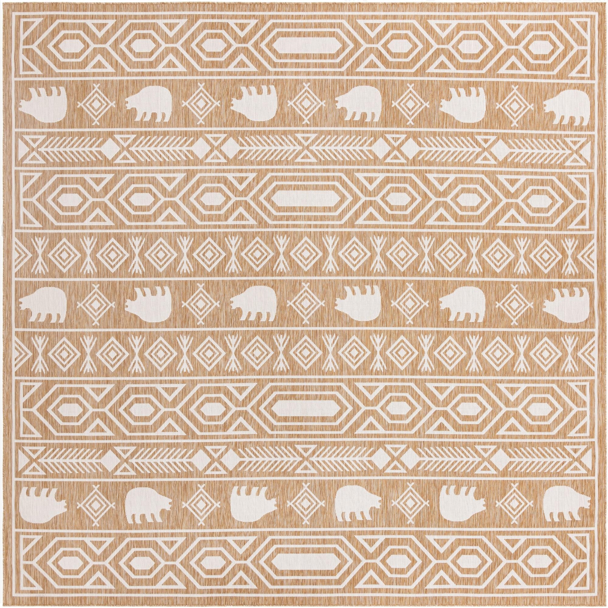 12' x 12'  Washable Southwestern Indoor / Outdoor Square Rug