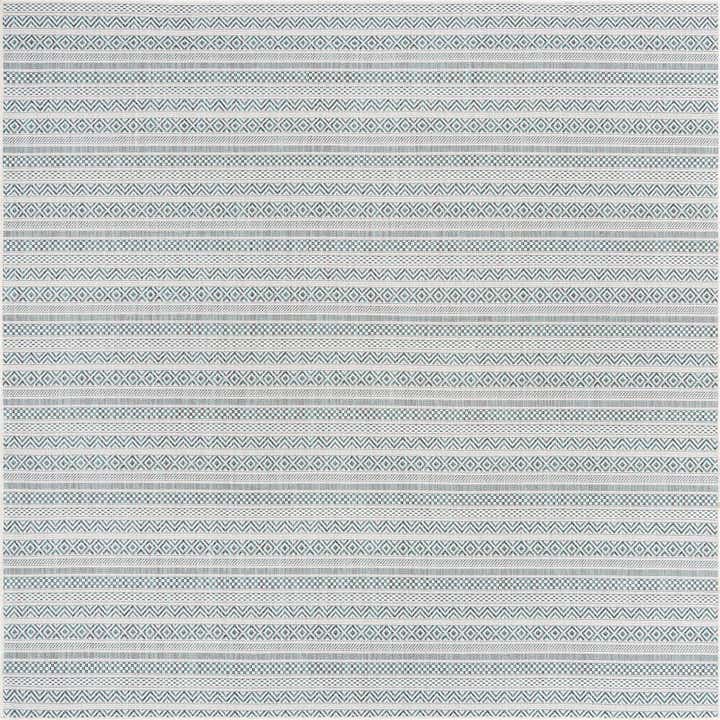 7' 10 x 7' 10 Easy-Clean Striped Indoor / Outdoor Square Rug