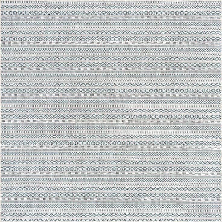 Detail image of 7' 10 x 7' 10 Easy-Clean Striped Indoor / Outdoor Square Rug