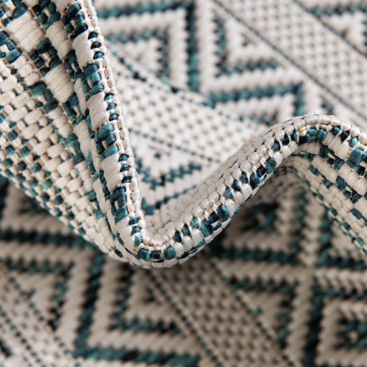 Detail image of 7' 10 x 7' 10 Easy-Clean Striped Indoor / Outdoor Square Rug