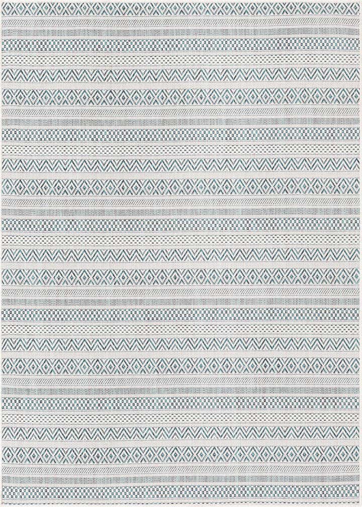 5' 3 x 5' 3 Easy-Clean Striped Indoor / Outdoor Square Rug