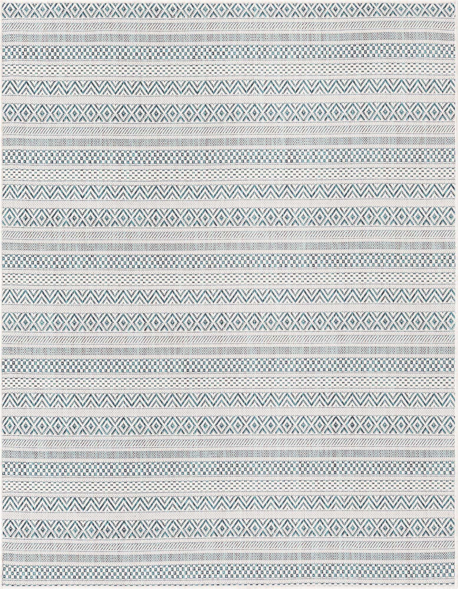 5' 3 x 5' 3 Easy-Clean Striped Indoor / Outdoor Square Rug