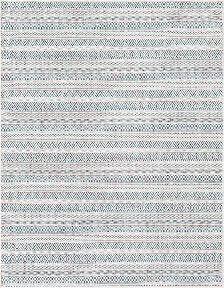 Detail image of 5' 3 x 5' 3 Easy-Clean Striped Indoor / Outdoor Square Rug