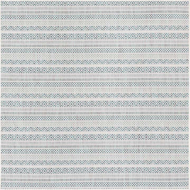 5' 3 x 5' 3 Easy-Clean Striped Indoor / Outdoor Square Rug