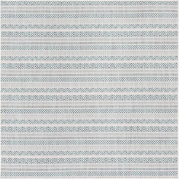 Detail image of 5' 3 x 5' 3 Easy-Clean Striped Indoor / Outdoor Square Rug